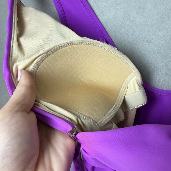 New Shore Shapes Swimwear Purple One-Piece Swimsuit Gold Detail Women's Size 10 - Picture 8 of 8